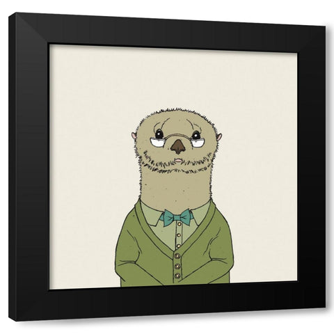 Otter on Cream Black Modern Wood Framed Art Print by Wild Apple Portfolio