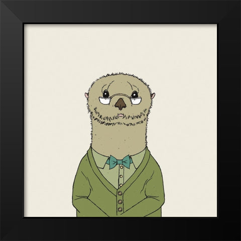 Otter on Cream Black Modern Wood Framed Art Print by Wild Apple Portfolio