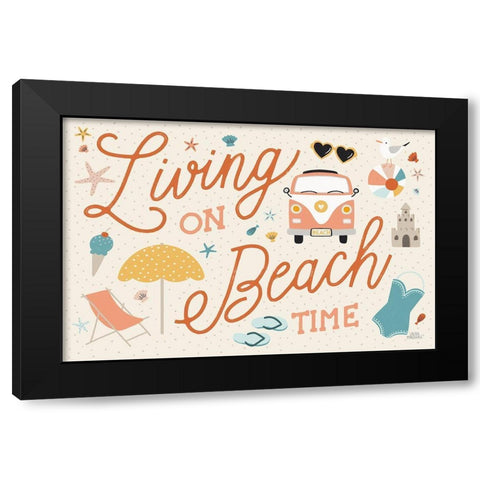 Beach Vibes I Black Modern Wood Framed Art Print with Double Matting by Marshall, Laura