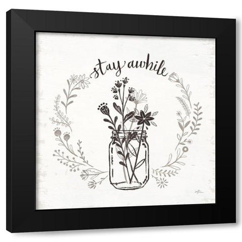 Our Nest VIII Stay Awhile Black Modern Wood Framed Art Print with Double Matting by Penner, Janelle