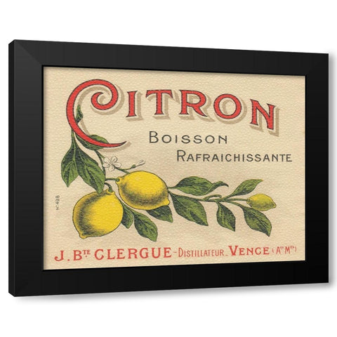Lemon Label Black Modern Wood Framed Art Print by Wild Apple Portfolio