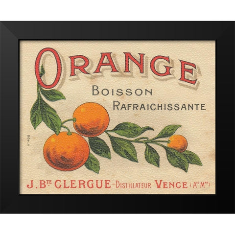Orange Label Black Modern Wood Framed Art Print by Wild Apple Portfolio