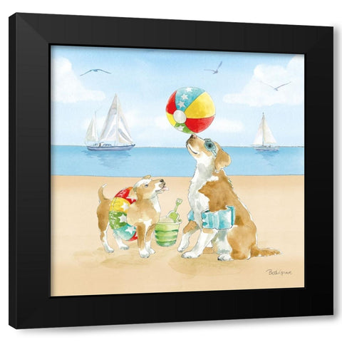 Summer Fun at the Beach II Black Modern Wood Framed Art Print with Double Matting by Grove, Beth