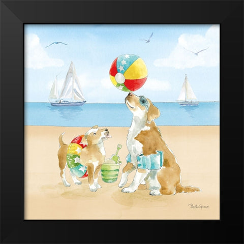 Summer Fun at the Beach II Black Modern Wood Framed Art Print by Grove, Beth
