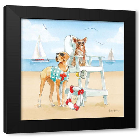 Summer Fun at the Beach IV Black Modern Wood Framed Art Print with Double Matting by Grove, Beth
