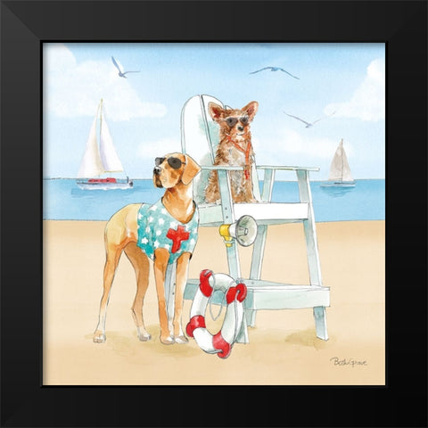 Summer Fun at the Beach IV Black Modern Wood Framed Art Print by Grove, Beth