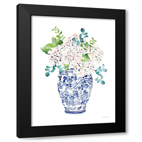 Chinoiserie Hydrangea II Blush Black Modern Wood Framed Art Print by Charro, Mercedes Lopez