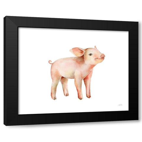 Sweet Piggy on White Black Modern Wood Framed Art Print by Pete, Katrina