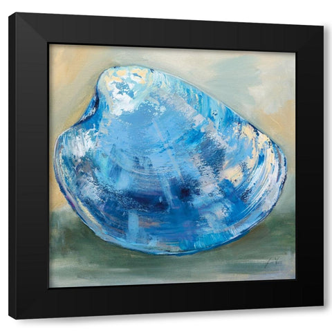 Beach Comber Dark Blue Black Modern Wood Framed Art Print by Vertentes, Jeanette