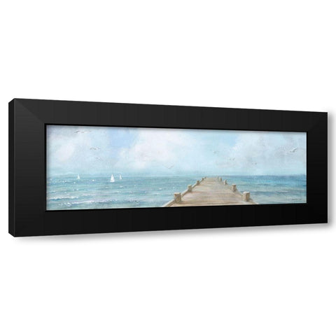 Summer Dock Panel Light Black Modern Wood Framed Art Print with Double Matting by Nai, Danhui