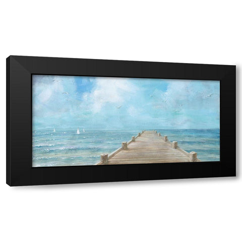 Summer Dock Panorama Black Modern Wood Framed Art Print with Double Matting by Nai, Danhui