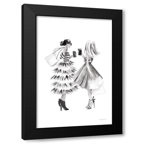 Paris Girlfriends II BW Black Modern Wood Framed Art Print by Charro, Mercedes Lopez