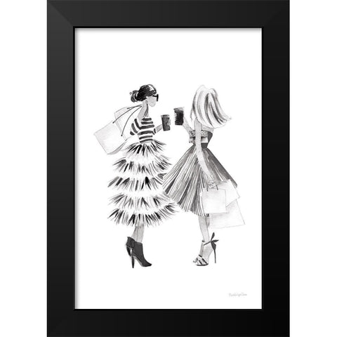 Paris Girlfriends II BW Black Modern Wood Framed Art Print by Charro, Mercedes Lopez