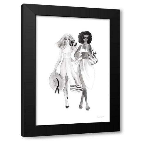 Paris Girlfriends IV BW Black Modern Wood Framed Art Print by Charro, Mercedes Lopez