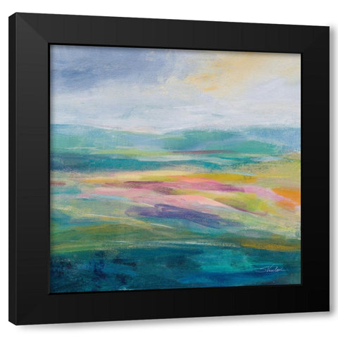 Flower Hill II Black Modern Wood Framed Art Print with Double Matting by Vassileva, Silvia