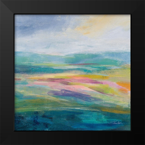 Flower Hill II Black Modern Wood Framed Art Print by Vassileva, Silvia