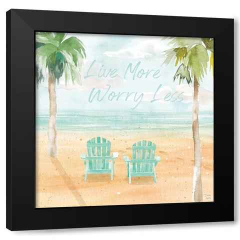 Surfs Up IV Live More Black Modern Wood Framed Art Print with Double Matting by June, Dina