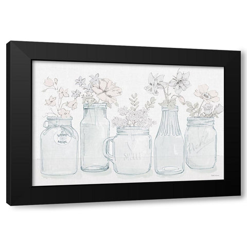 Peaceful Petals I Blue Gray Black Modern Wood Framed Art Print with Double Matting by Grove, Beth