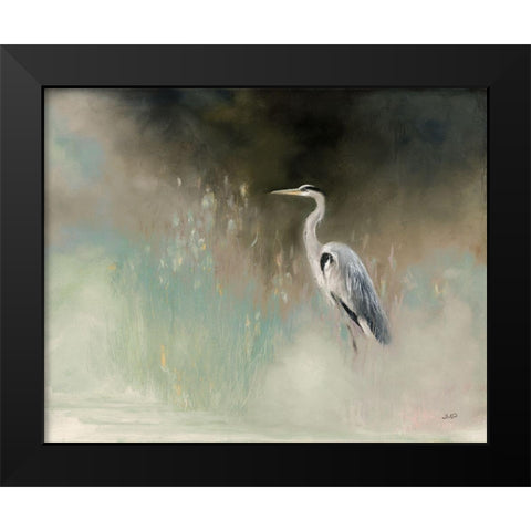 Peaceful Egret Teal Black Modern Wood Framed Art Print by Purinton, Julia