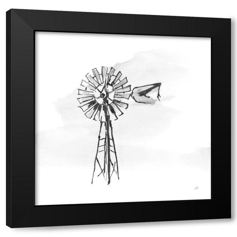 Windmill V BW Black Modern Wood Framed Art Print by Paschke, Chris