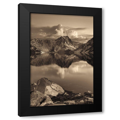 Sawtooth Lake Sepia Black Modern Wood Framed Art Print with Double Matting by Majchrowicz, Alan