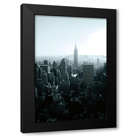 Empire Blue Gray Black Modern Wood Framed Art Print with Double Matting by Aledanda