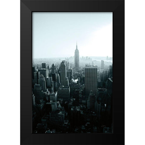 Empire Blue Gray Black Modern Wood Framed Art Print by Aledanda