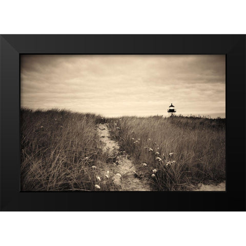 Nantucket Light Sepia Black Modern Wood Framed Art Print by Aledanda