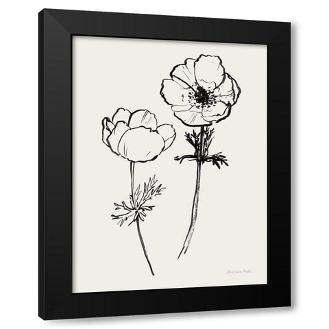 Ink Anemones II Black Black Modern Wood Framed Art Print by Miller, Sara Zieve