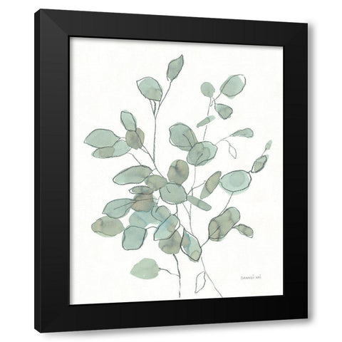 Transparent Leaves Eucalyptus Black Modern Wood Framed Art Print by Nai, Danhui