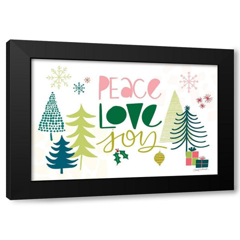 Peace Love Joy I Black Modern Wood Framed Art Print with Double Matting by Warrick, Cheryl