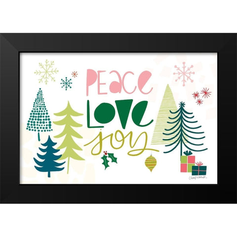 Peace Love Joy I Black Modern Wood Framed Art Print by Warrick, Cheryl