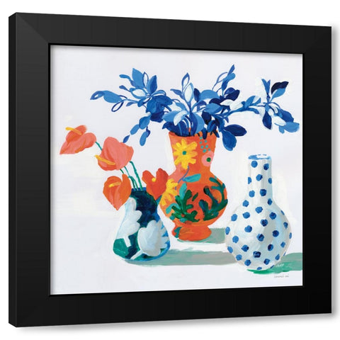 Bungalow Vases Black Modern Wood Framed Art Print with Double Matting by Nai, Danhui