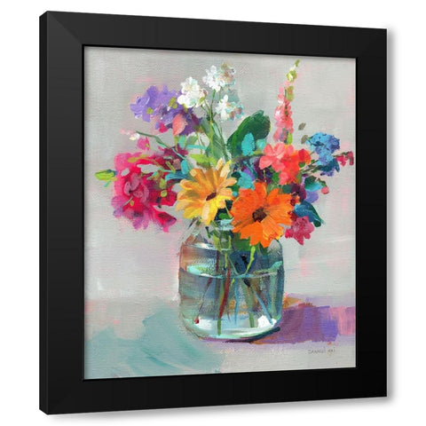 Cottage Garden Bouquet I Black Modern Wood Framed Art Print with Double Matting by Nai, Danhui