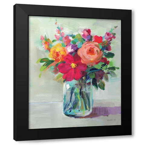 Cottage Garden Bouquet II Black Modern Wood Framed Art Print by Nai, Danhui