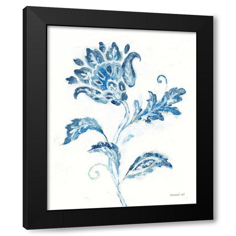 Exotic Elegance Floral II Black Modern Wood Framed Art Print with Double Matting by Nai, Danhui