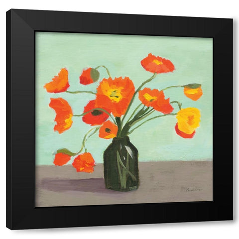 Orange Poppies Black Modern Wood Framed Art Print with Double Matting by Munger, Pamela