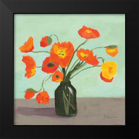 Orange Poppies Black Modern Wood Framed Art Print by Munger, Pamela