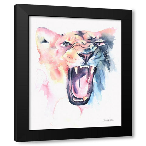 Wild Lioness Black Modern Wood Framed Art Print with Double Matting by Del Valle, Aimee