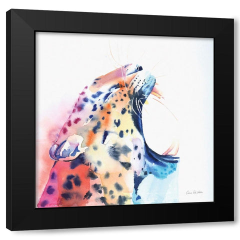 Wild Leopard Black Modern Wood Framed Art Print with Double Matting by Del Valle, Aimee