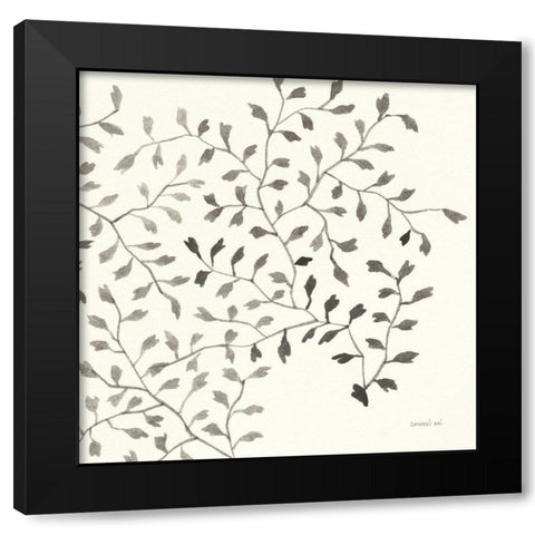 Ink Leaf III Black Modern Wood Framed Art Print with Double Matting by Nai, Danhui