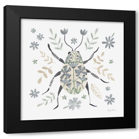 Folk Beetle II Neutral Black Modern Wood Framed Art Print by Zaman, Farida