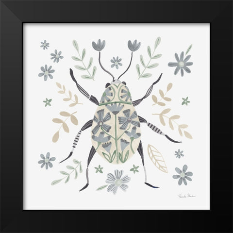 Folk Beetle II Neutral Black Modern Wood Framed Art Print by Zaman, Farida