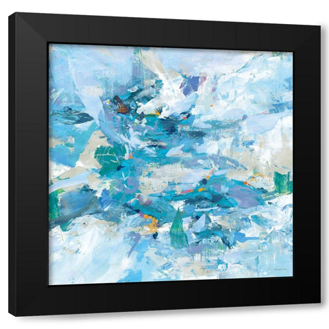 Exuding Summer Blue Black Modern Wood Framed Art Print by Nai, Danhui