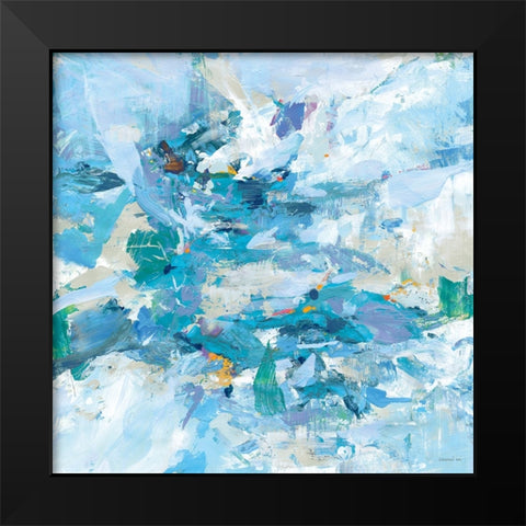 Exuding Summer Blue Black Modern Wood Framed Art Print by Nai, Danhui