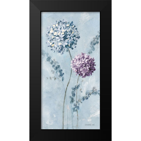 Airy Blooms II Purple Black Modern Wood Framed Art Print by Nai, Danhui