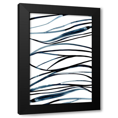 Threads of Blue I Black Modern Wood Framed Art Print with Double Matting by Charro, Mercedes Lopez