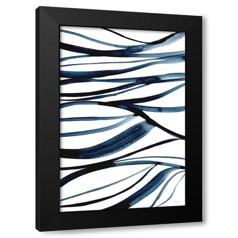 Threads of Blue II Black Modern Wood Framed Art Print with Double Matting by Charro, Mercedes Lopez