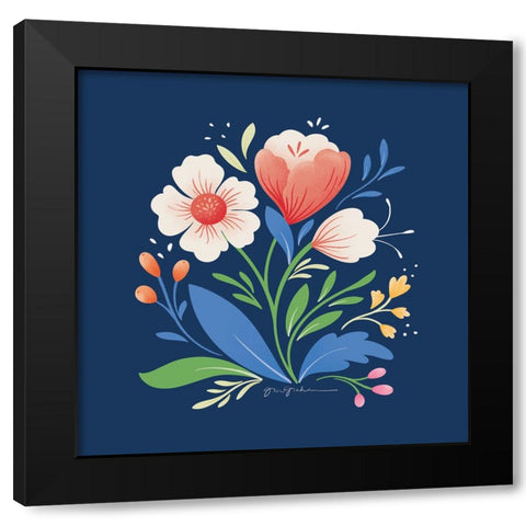 Flower Field I Bright Sq Black Modern Wood Framed Art Print with Double Matting by Graham, Gia