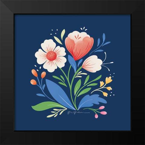 Flower Field I Bright Sq Black Modern Wood Framed Art Print by Graham, Gia